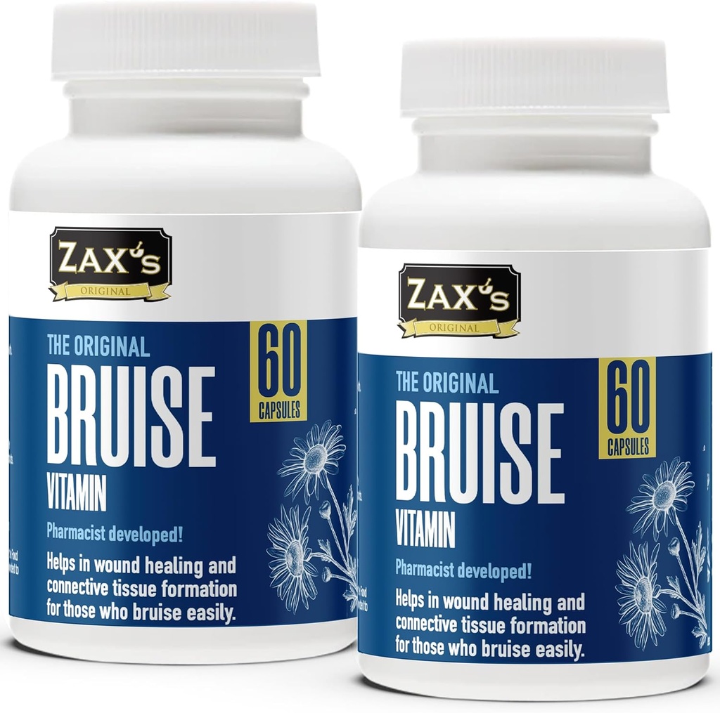ZAX的原生布鲁斯维生素2-Pack – 药剂师开发的布鲁斯增生剂,Potent Swelling & Bruise Draise 配有锌,维生素K, D3, C, Citrus Bioflavoids, 120 Caps, Pair with Arnica Cream