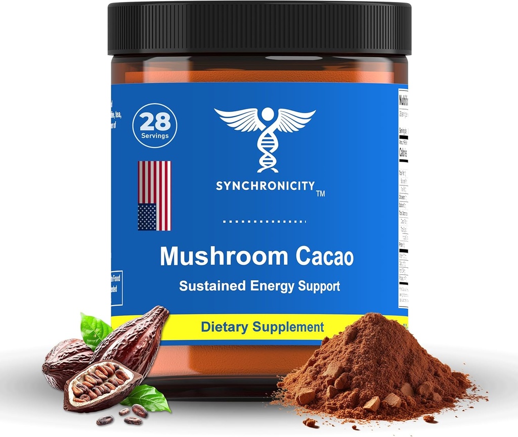 蘑菇 Cacao Adapologen 能源与焦点饮料粉补充剂. Potent 8:1 Lions Mane, Cordyceps & 3 Cocoa/Cacao 提取Blend 来自耶鲁DRS. 所有天然咖啡 亚特诺特和营养特超食品