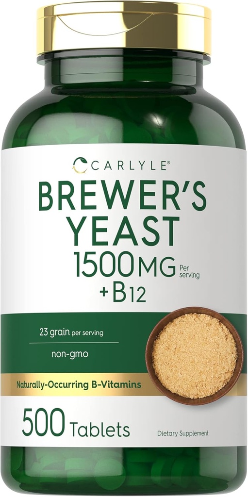 含维生素B12的卡莱尔酿酒师 Yeast 板块 | 1500mg | 500 伯爵 | Non-GMO & 蔬菜补充品