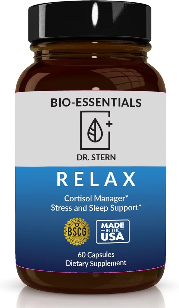BIO-ESSENTIALS, Relax-Doctor 配音:管理压力,促进深眠,改进Mood-W/Organic Holy Basil,锌,镁,维生素B6,Magnolia Bark,L-Theanine,美国Vegan-Made 60 Caps