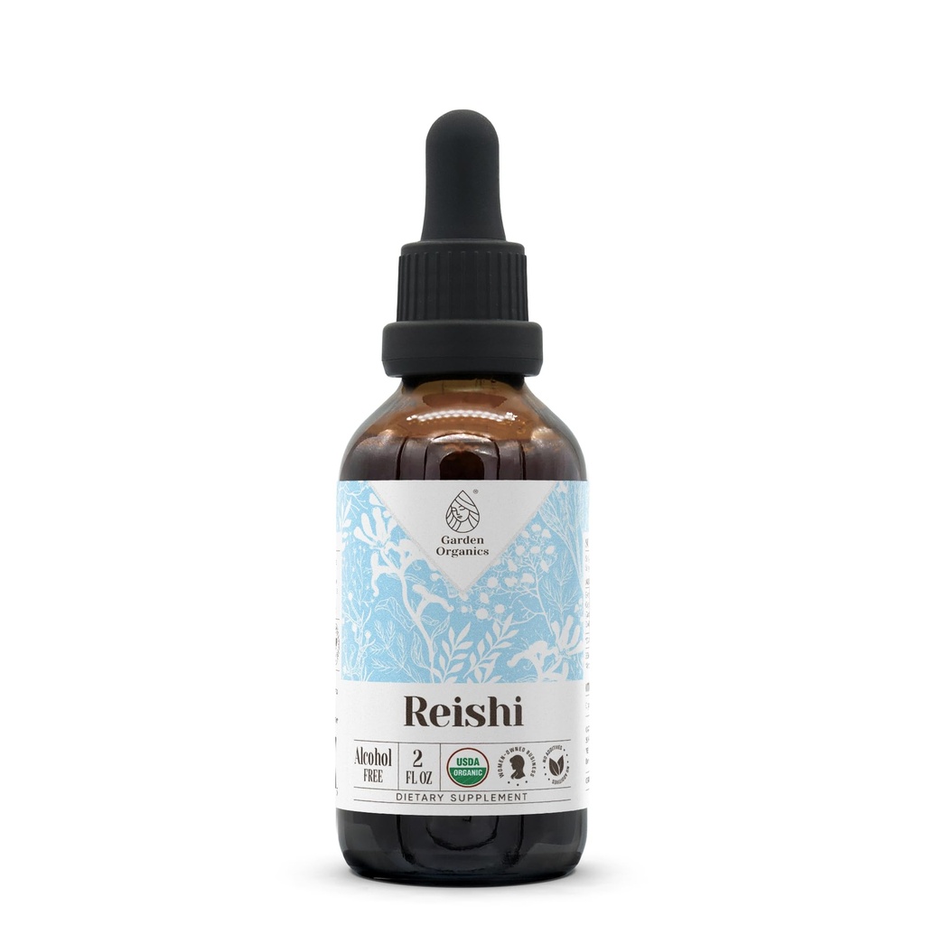 Reishi USDA 有机酒精无酒精提取 QQ 饮食补充,高剂量叮当 QQ 天然认证 有机Reishi蘑菇(Ganoderma Lucidum)(2 oz)