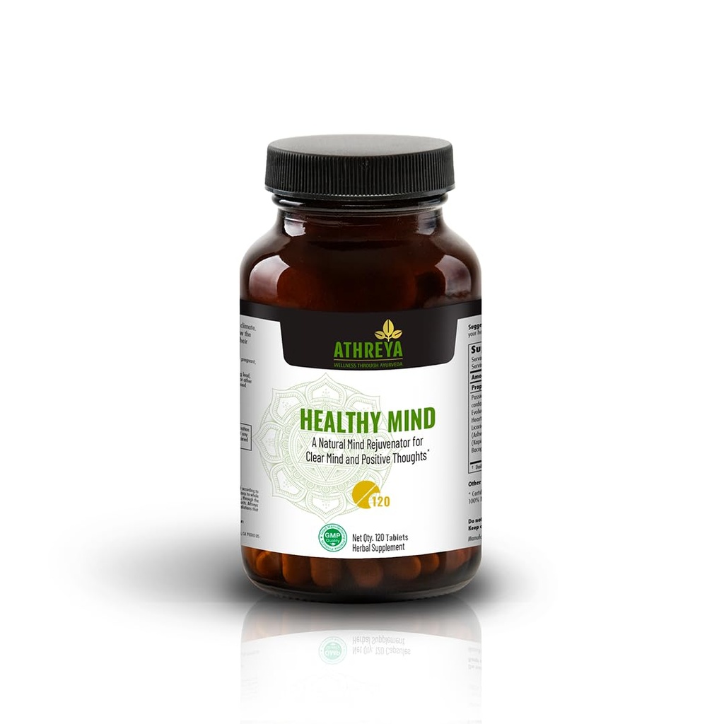 Athreya Herbs 健康心智板块 120块板块 清明心智与积极思想的脑健康补充 |记忆,焦点,精神能量,和集中 | Vegan, Non-GMO | 30天供应