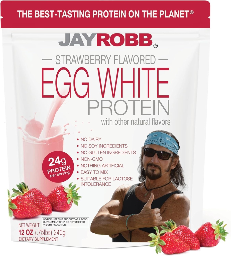 Jay Robb - 蛋白蛋白粉, 超美味, 草莓, 10种服务(12 oz)