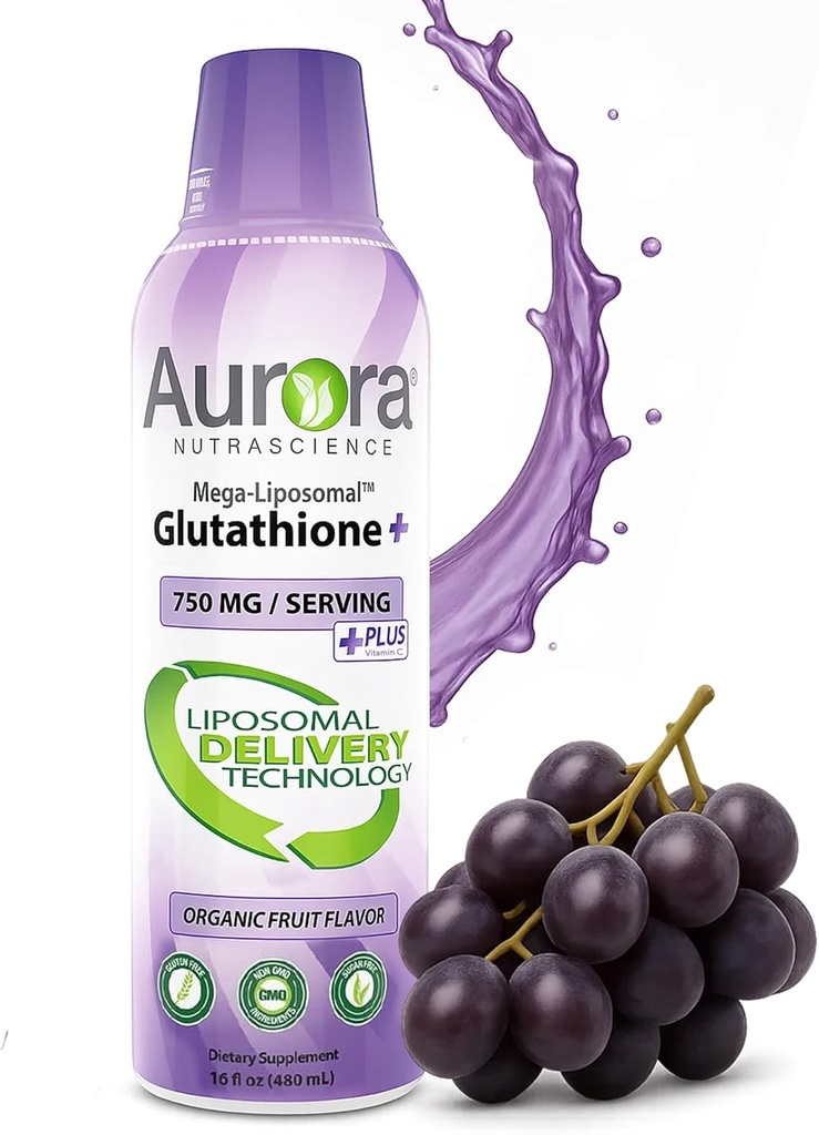 Aurora Nutrascience, Mega-Liposomal Liquid Gluutathione + 维生素C,抗氧化剂,免疫系统支持,每服750毫克,16 fl oz(480毫升)