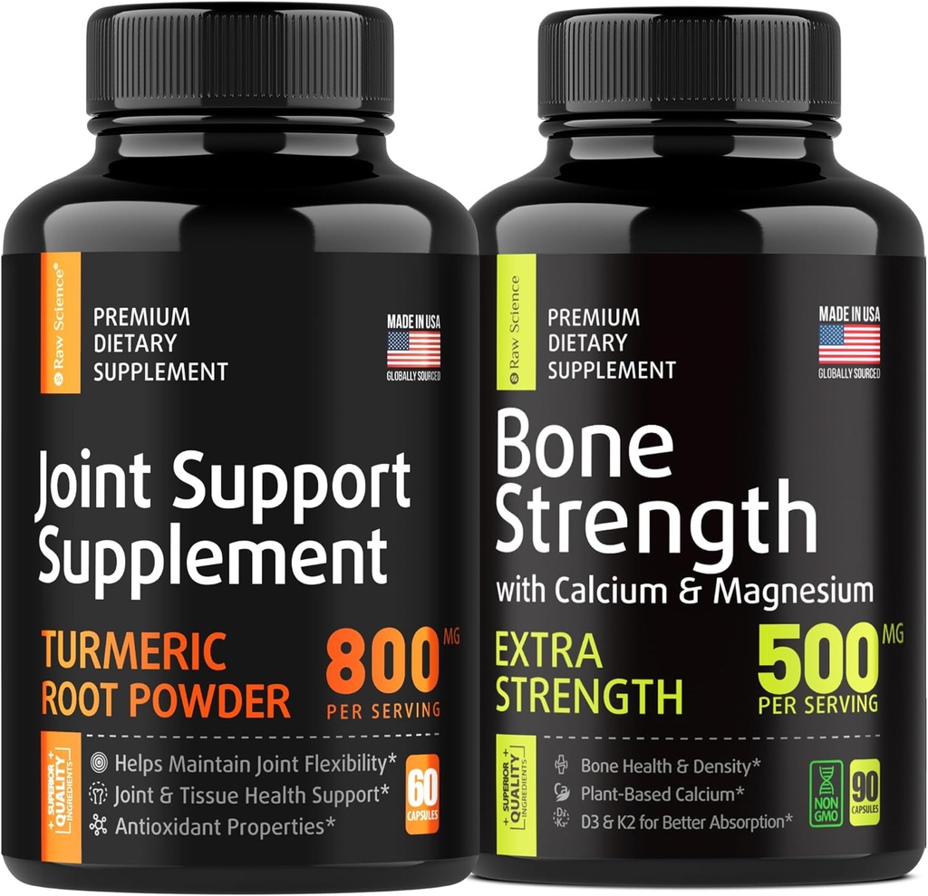 骨和联合加固-联合加固-膝盖支持补充,骨强补充-Turmeric Glucosamine Chondroitin MSM 800mg 60pcs和钙补充500mg 90pcs