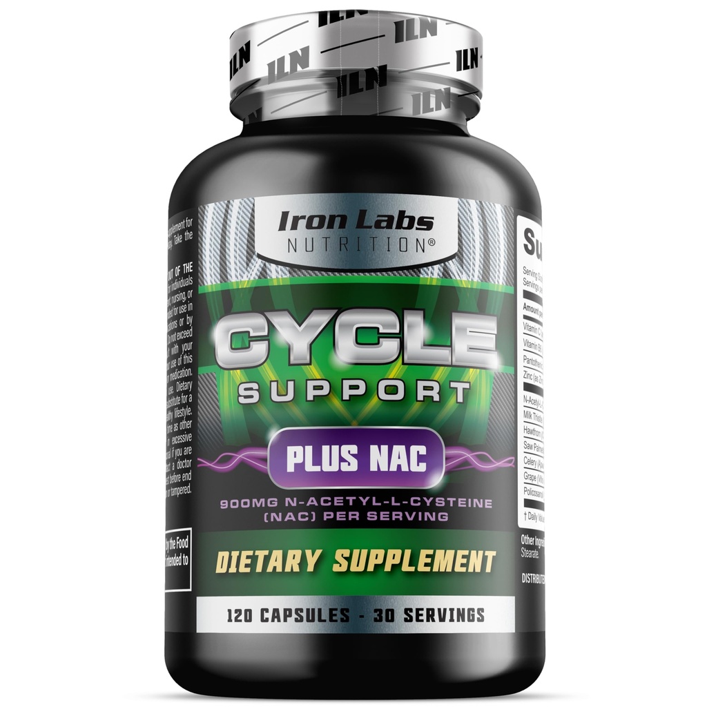 铁实验室 营养:循环支持+ NAC(N-Acetyl-L-Cysteine) - 肾和肝支持补充剂 - 男子循环支持补充剂 - N Cetyl L Cysteine和Milk Thetle (120 Capsules)