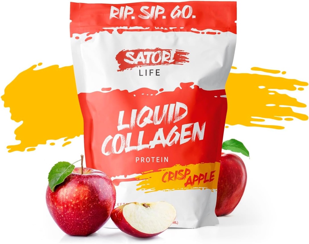 Satori Life - 水解液体Collagen蛋白 → 促进健康的皮肤,毛发,钉子,联合支持和骨头 → 15g 蛋白质在15 Conferent On the Go Single Service Pouches(危机苹果)中