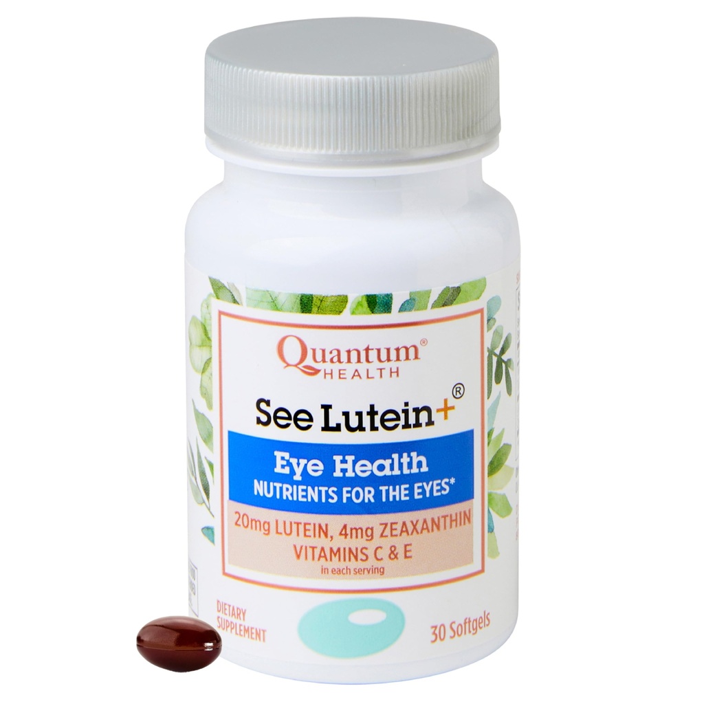 量子健康 见Lutein+ 眼科护理补充剂 帮助支持全眼科健康与你年龄一样 - Lutein 20mg Zeaxanthin Plus 维生素 C & E 女性和男性的日常营养 - 30 Softgels