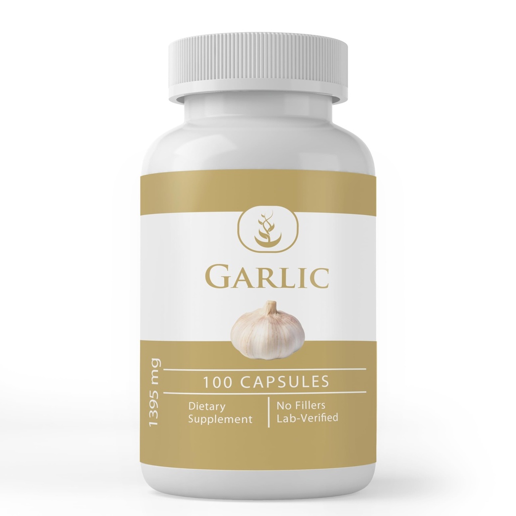 纯原始成份 Garlic Capsules, (100 Capsules) 永远纯净, 无添加剂或填充器, 实验室验证