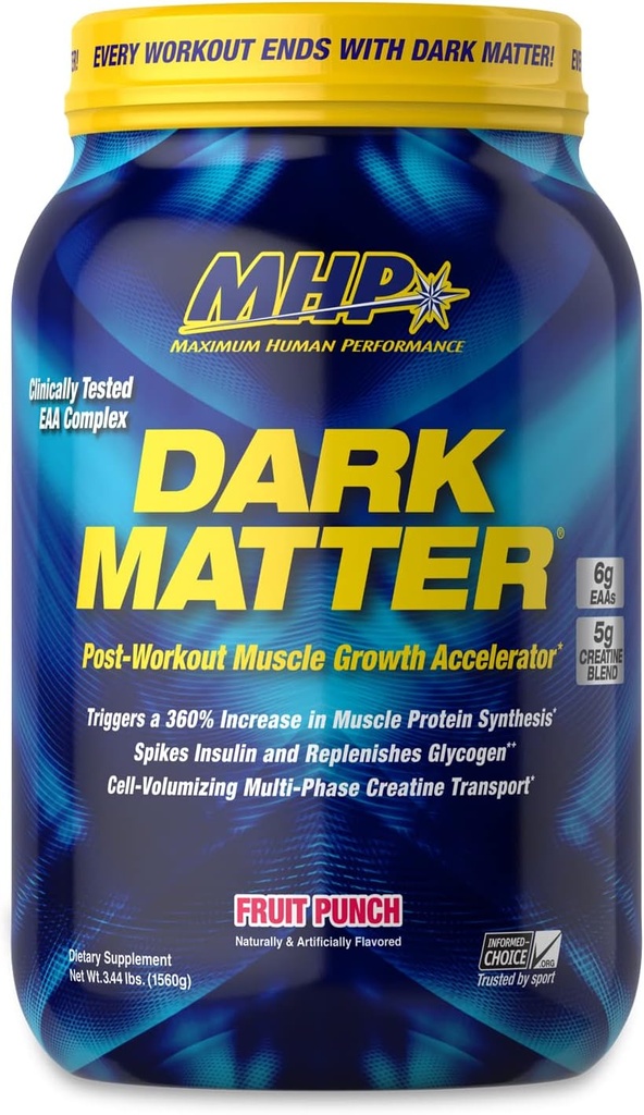 MHP 暗物质后修补、恢复加速器、w/多相克氏剂、蜡Maize Carbohydrat、6g EAAs、水果扑克、20种服务、55 Oz