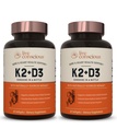 Live Agency Vitamin K2 MK7 配有 D3 Supplement QQ Bone & Heart Health Support - 专利维生素K & Vitamin D35000 IU(2-Pack)