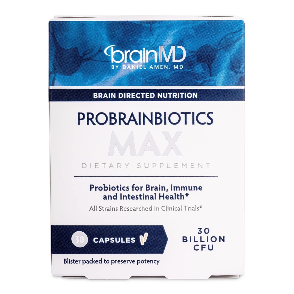 阿门·BrainMD博士 ProBrainBiotics MAX - 30 Capsules - 大脑、免疫和肠道健康药物 - Gluten Free - 30名服务人员