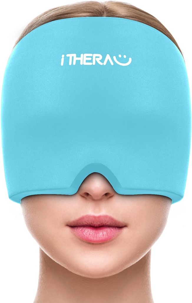 iTHERAU Migraine Relief Cap, Soothing Headache Hat, Gel Ice Pack Head 包装热冷疗法,Sinus头痛 Relief Cap, Puffy Eyes, 紧张和应激救济蓝