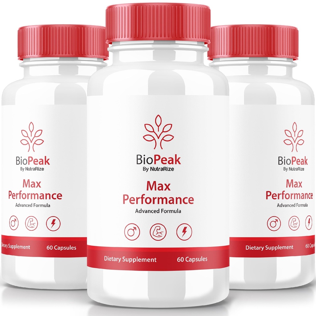 NutraRize(3 Pack) Biopeak Men 增强药丸, Biopeak Male Capsules, Max性能和总体健康的所有自然补充, 官方 Biopeak Pastillas Reviews (180 Capsules)