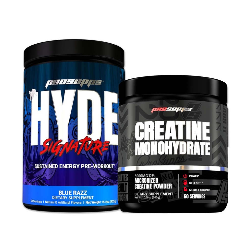 PROSUPPS HYDE 签名 持续能源预选、蓝光 -- -- 60次服务、和Creatine 300 Bundle