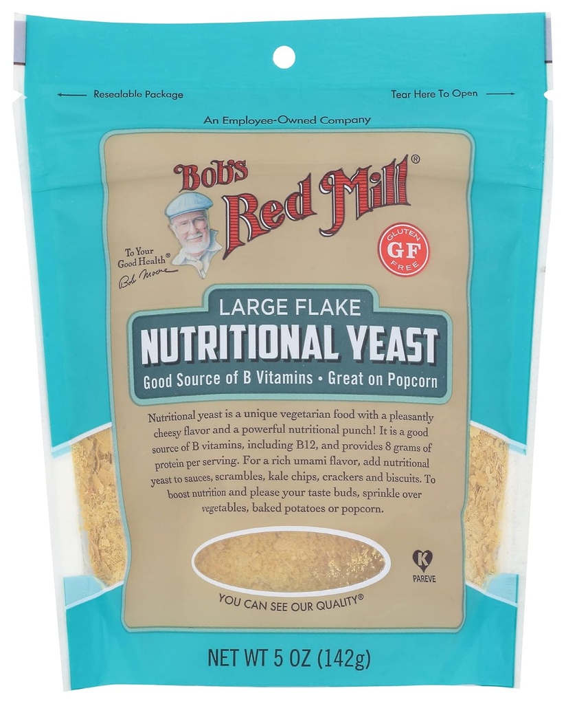 鲍勃的红色磨坊营养酵母,5oz (Pack of 4) - Vegan, Paleo Friendly, Kosher (英语).