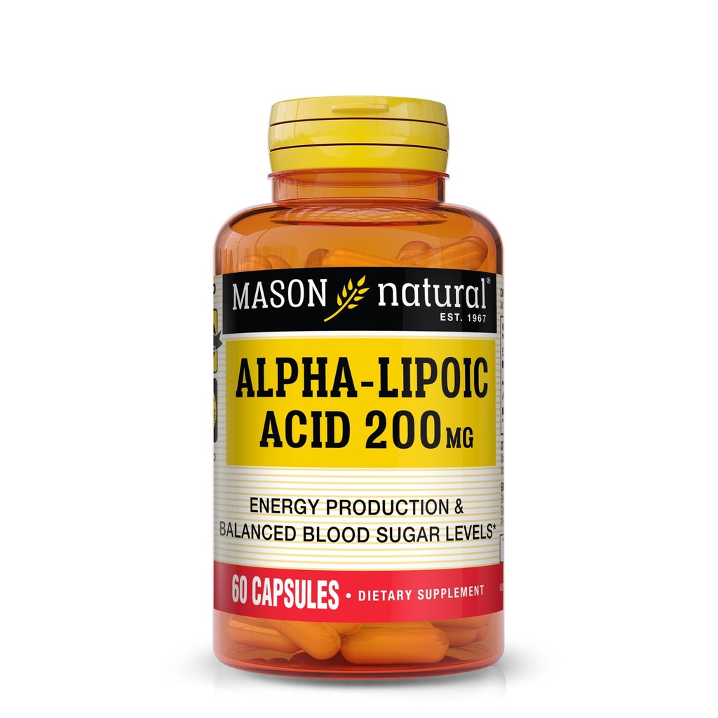 MASON NATURAL Alpha Lipoic Acid 200 mg,支持能源生产,食物补充,60 capsules