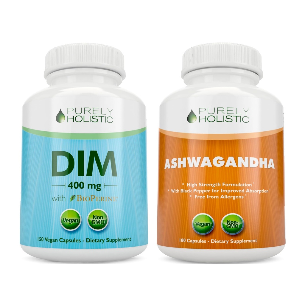 纯全方位 Dim 400mg & Bioperine + 有机 Ashwagandha 1300mg Bundle - 330 Vegan Capsules - 在美国制造