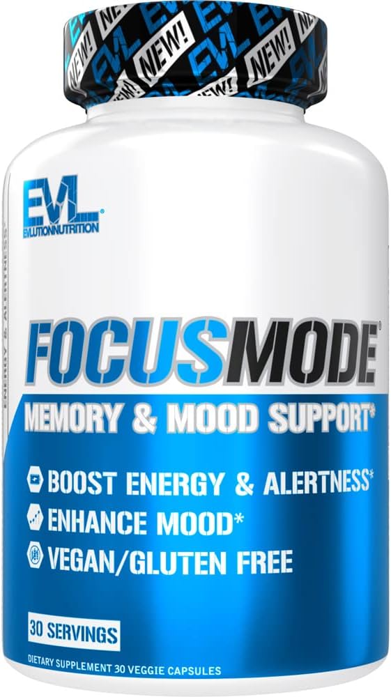 Evlution精神能量和成人焦点补充 - 诺托品脑支持补充剂,配有Cafeine L Theanine Alpha GPC和Huperzine A营养重点药丸,用于持续顶峰性能