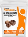 Bulk Assupports.com Glucomannan Powder - 出自Konjac根提取粉,Glucomannan Suppers - Gluten Free,每服务2g,500g(1.1磅)(包1)