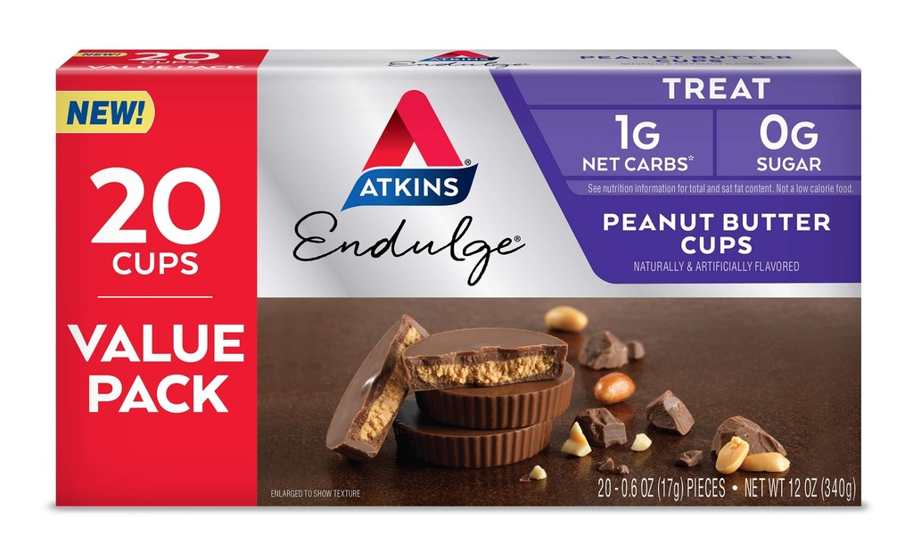 Atkins Endulge花生酱杯、甜点最爱、低碳、0g糖、20个