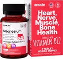 4X 镁复合物 200 mg + 镁 甘油酸+ 酸盐 + B12 高吸收 + 陶拉特 + 马来特 + Bromelain+ Collagen (Type II)+ 氢酸+心,肌肉+联合支持,60天