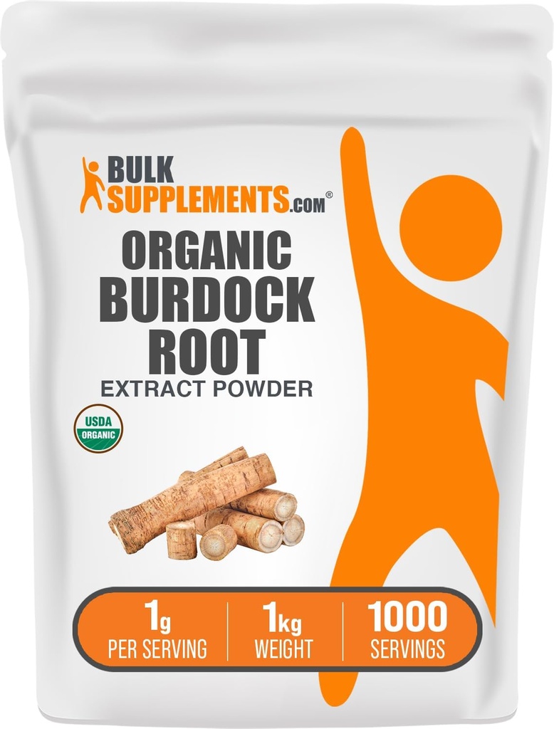 Bulk Assupports.com 有机Burdock根提取粉末 - Burdock根粉末,草药补充剂 - Vegan & Gluten Free,每服1克,1kg(2.2磅)(包1)