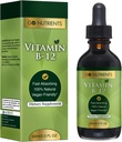 Go Nutrients Vitamin B12 亚语 Methiccobalamin – B-12 液滴3000mcg,有机Raspberry Flavor, Vegan – 支持能量,神经健康和红血球形成 - 2oz(48架)