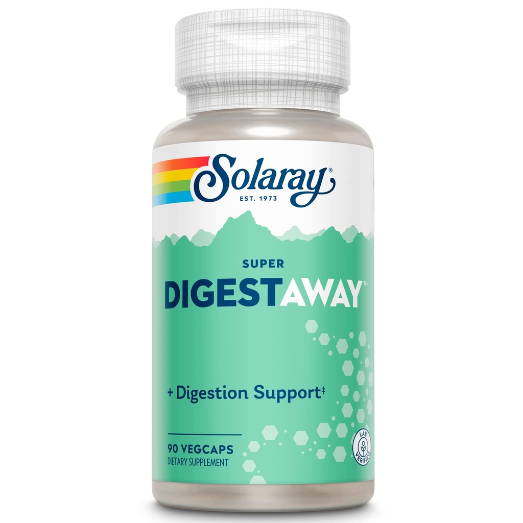 SOLARAY 超级文摘消化酶 - Pancreatin, Papain, Ginger, Pepsin, Betaine HCl, Aloe Vera, 以及 More - 文摘和营养吸收支持 - Lab 验证 - 90 Veg Caps