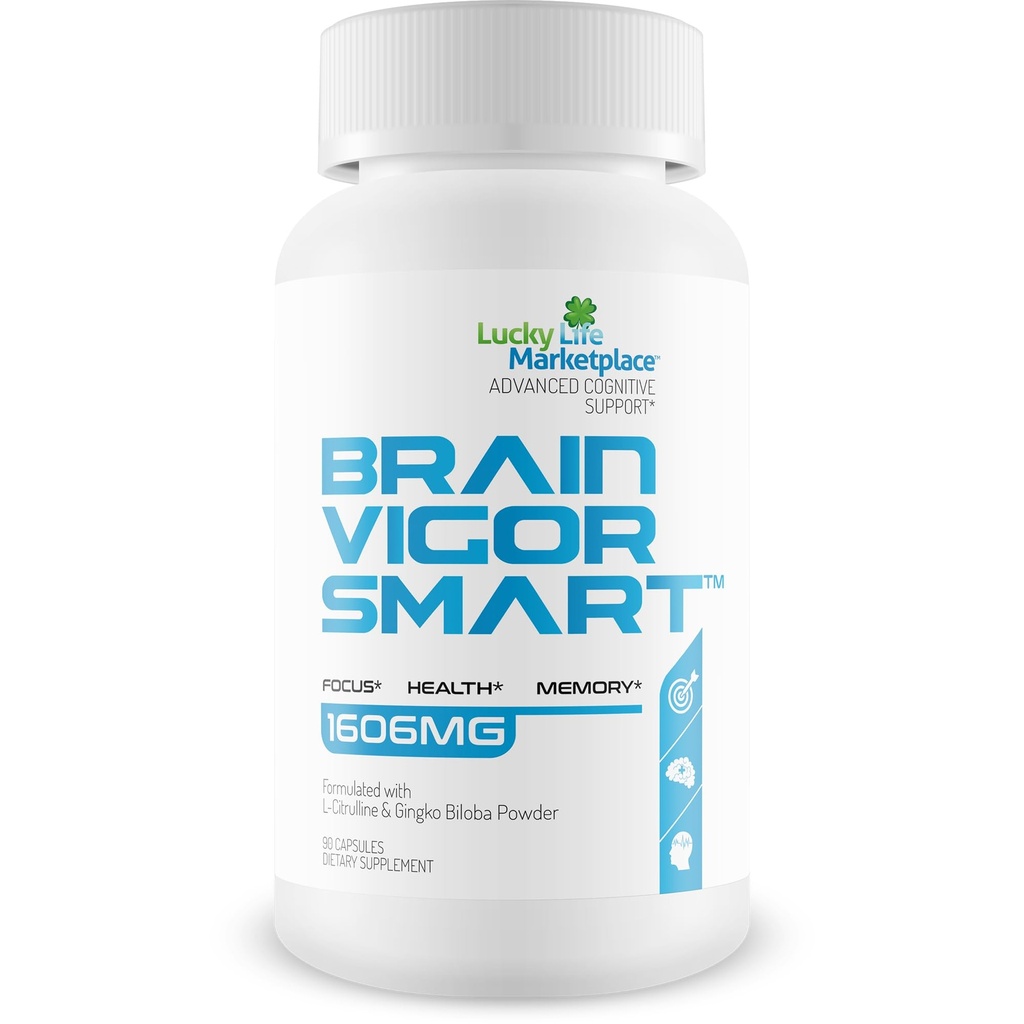 Brain Vigor Smart Brain Booster - 对焦点,健康和记忆的额外力量支持 - 用狮子的Mane Mushroom & Ginkgo Biloba 改进的公式 - 我们最好的Brain Vigor Smart Pills