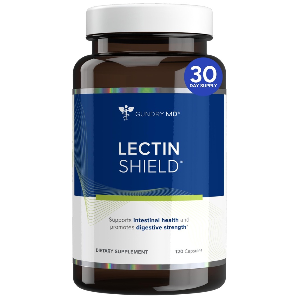 Gundry MD® Lectin Shield, Gut Health and Digestion Supplement, 帮助阻断潜在有害的Lectins, 支持消化舒适, 和肠道健康, 30天供应