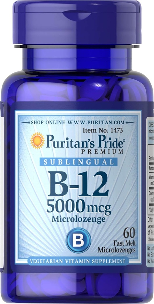 清教徒自豪维生素B-12 帮助将食物转化为能源* 5000 Mcg subpeliculate-Microzenges, 60 Counter (Pack of 1)