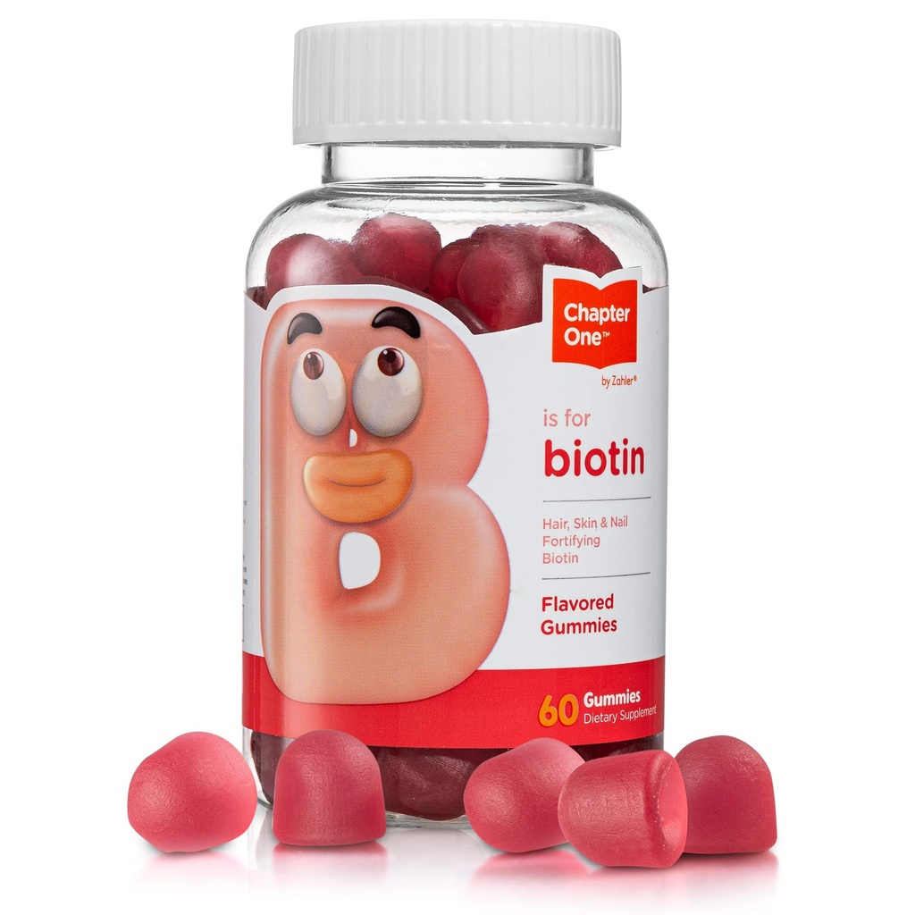 Zahler 第一章 Biotin Gummys, 毛皮和钉子 强化 Biotin, 认证 Kosher, 60 Flavored Gummys