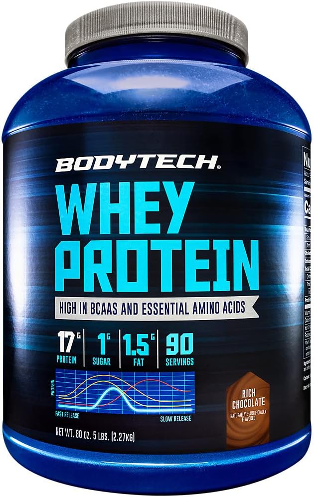 BodyTech Whei蛋白 - 配有17克蛋白/每件工作后肌肉建筑理想的蛋白质,包含牛奶和大豆 - 富巧克力(5英镑)