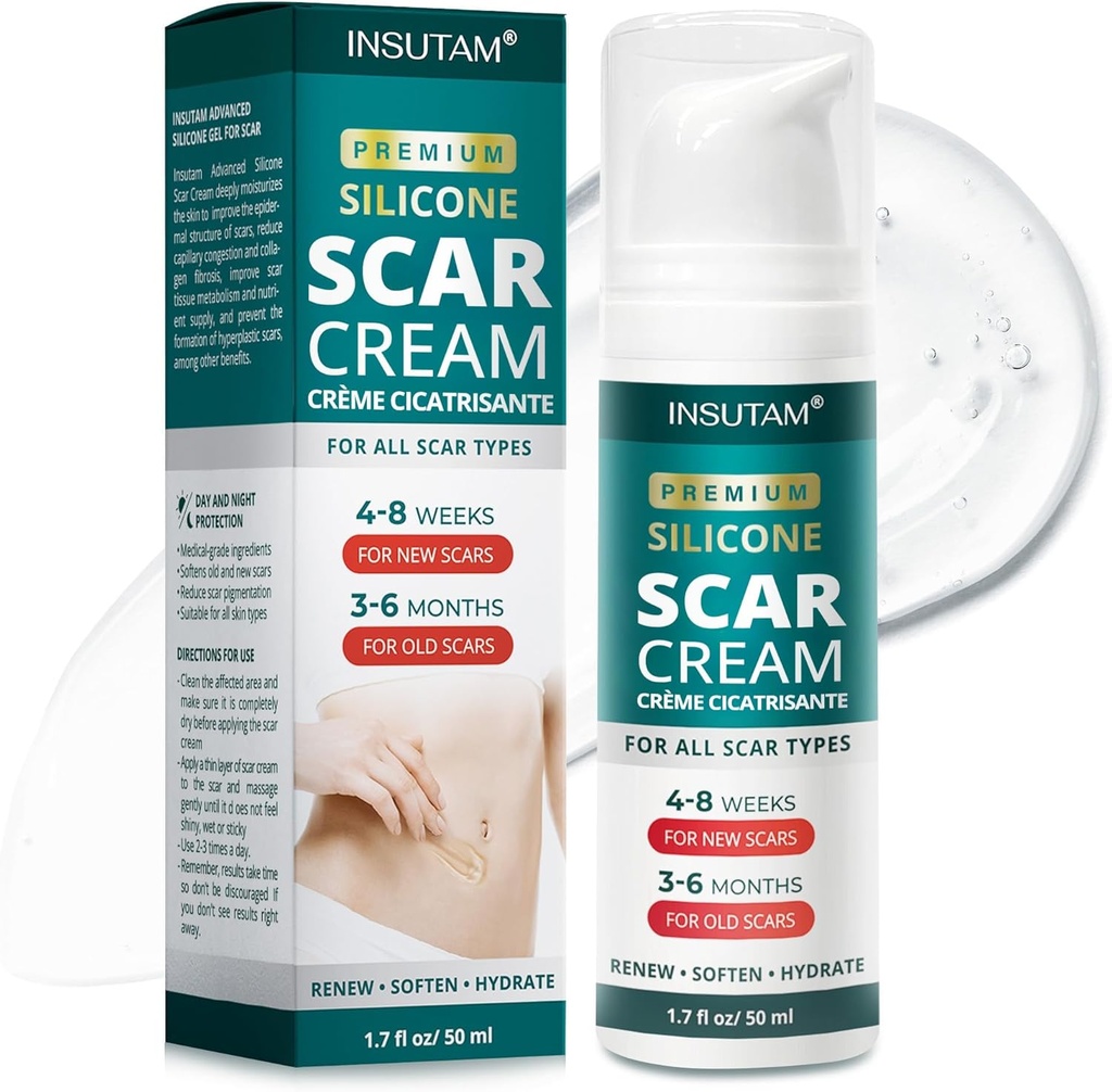 Silicone Scar Gel for Skin Scars: Scar Remove Gel 1.7 Oz(50 G) - 对于20-45岁年龄的男女来说,谁因外科手术引起的刀疤而烦恼,Burns,or Scalds - 使用Day Night
