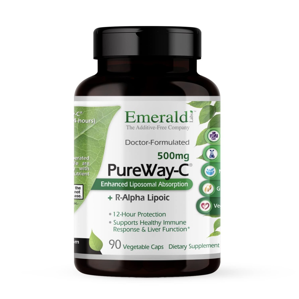 EMERALD LABS PureWay-C - 配有R-Alpha Lipoic Acid*的肝脏和免疫辅助剂 - 快速吸食维生素C - 90个蔬菜罐头(45天供应)