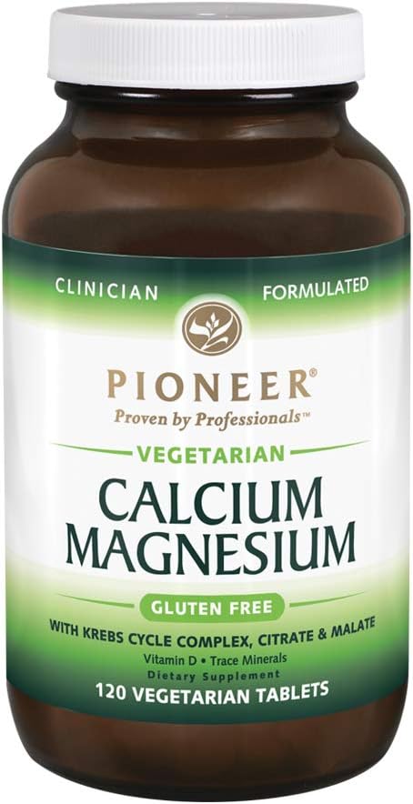 先锋Cal Mag & Vitamin D → 成人的钙和镁补充剂 → 高吸收 → 校验的Gluten免费 → 120蔬菜片