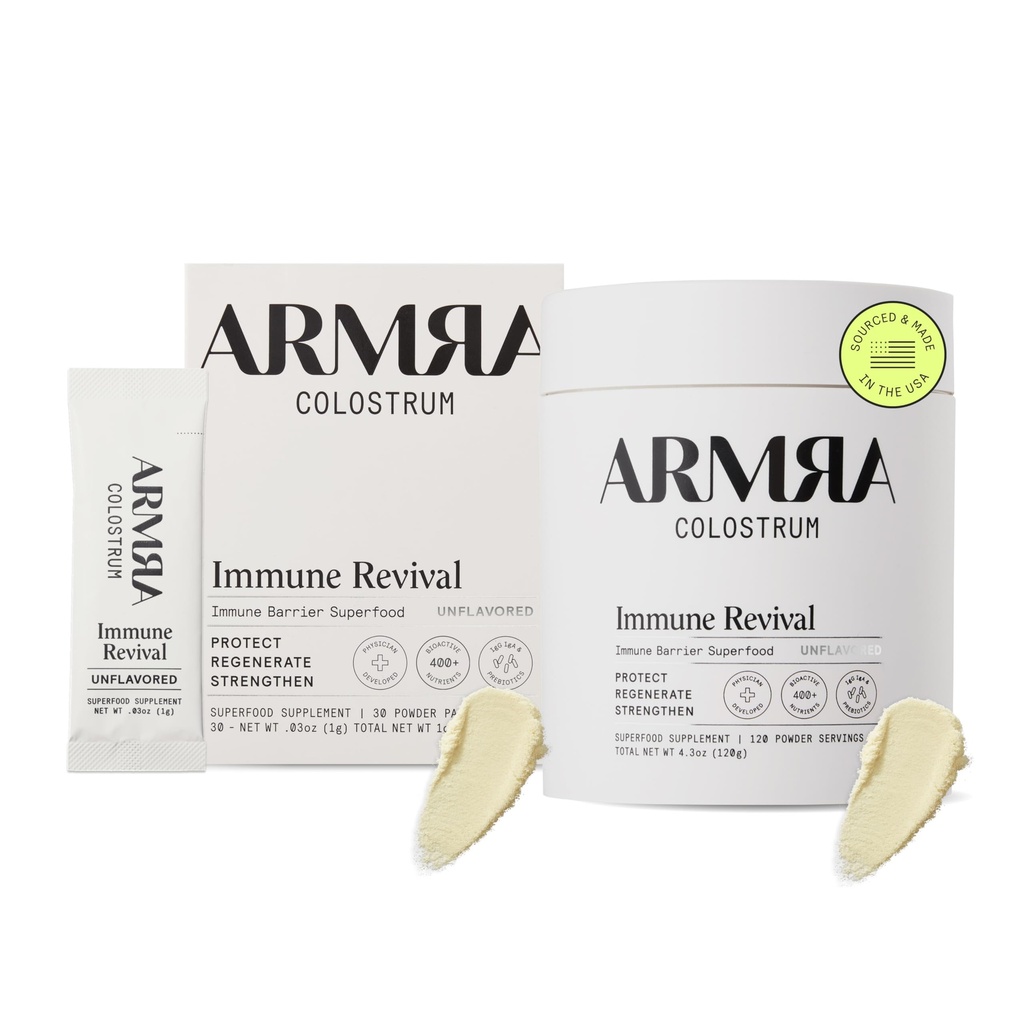ARMRA ColostrumTM Premium Powder,草药,Gut Health Bloating 豁免皮毛和毛发,包含400+生物活性营养素,Keto,Gluten & Fat Free(不合格套装) 150种服务