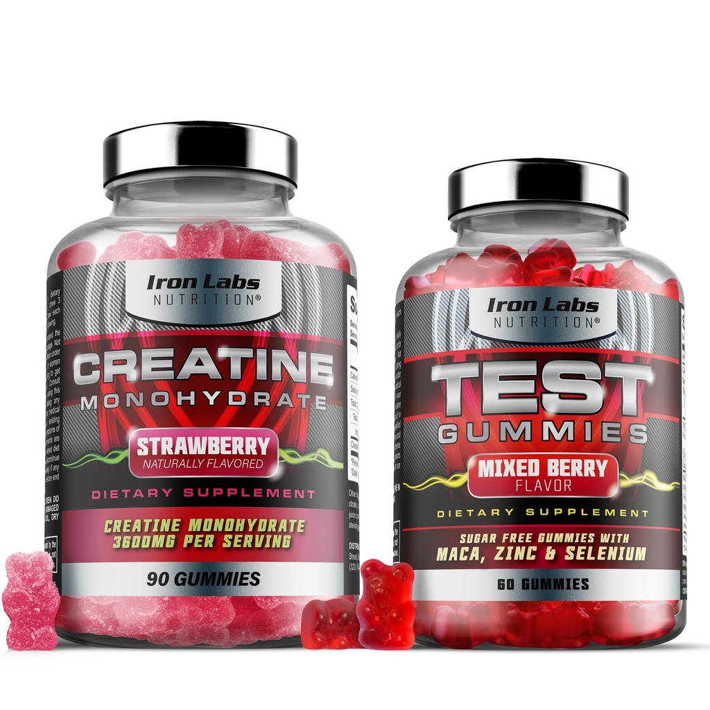 Muscle Gummy Bundle - Creatine Monohydrate Gummys & Testo Gummys for Men - 高级Bundle 软件包