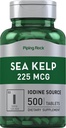 管道岩海凯尔普补充物 → 225 mcg → 500 板块 → 非 GMO, Gluten Free