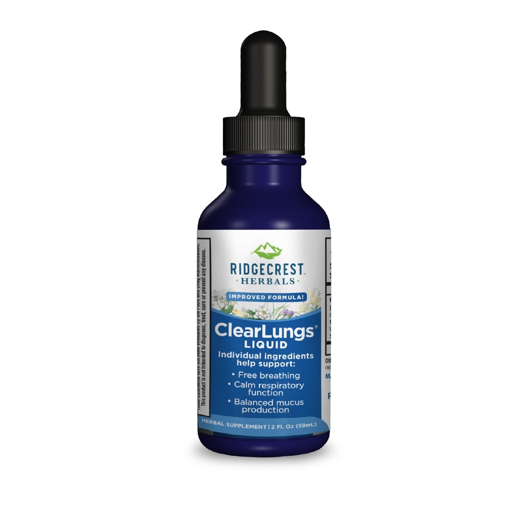 Ridgecres Herbals ClearLungs 液态草药健康补充剂, 成人和孩子免饮橙色烈性酒精, 天然肺公式(2 fl z, 29 services)