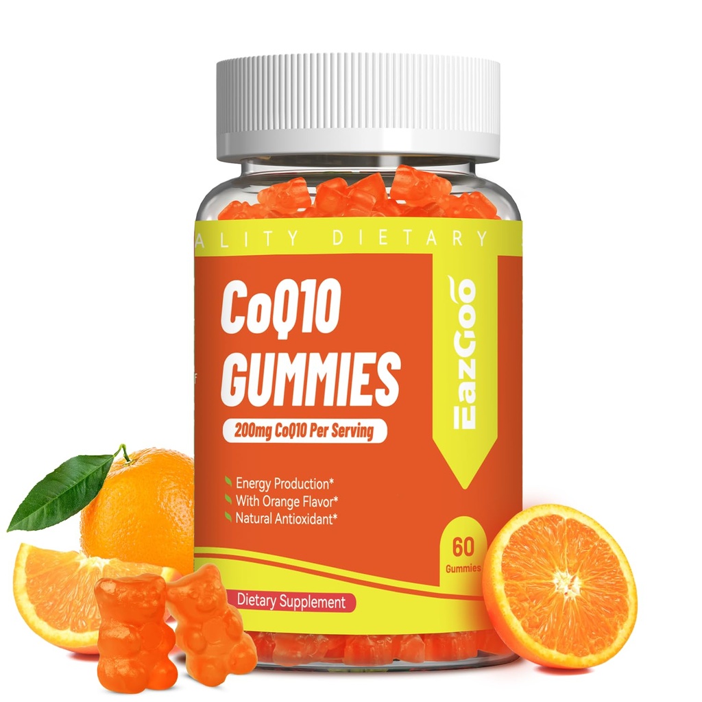 CoQ10 Gummys 200mg, Vegan 能源生产补编,非GMO,Gluten Free (60 Gummys)