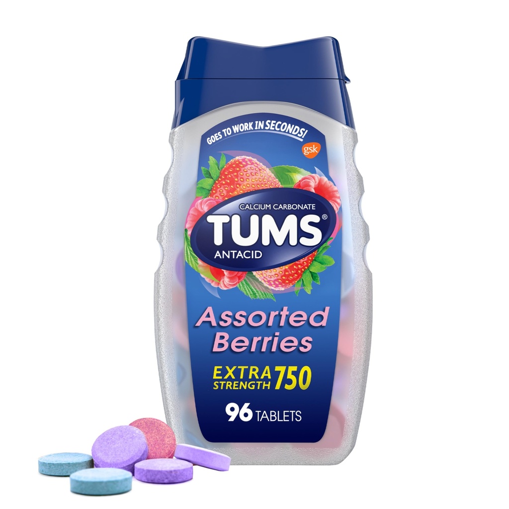TUMS 用于心脏灼伤救济的各类贝里斯安塔西药片,96枚