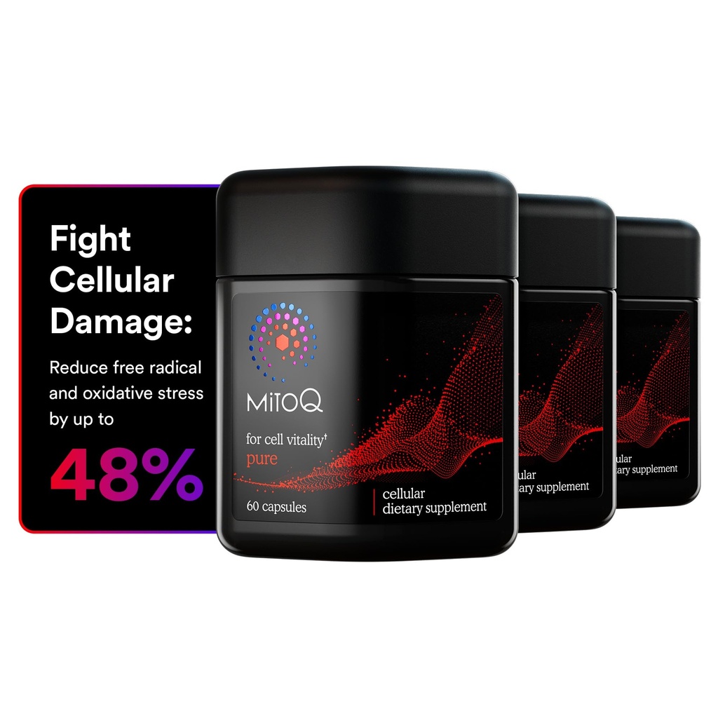 MitoQ Pure Advanced Mitochondria 补充 CoQ10的高级生物利用率 减少健康衰老、代谢、心脏健康、能源、力量和流动性带来的自由激进损害
