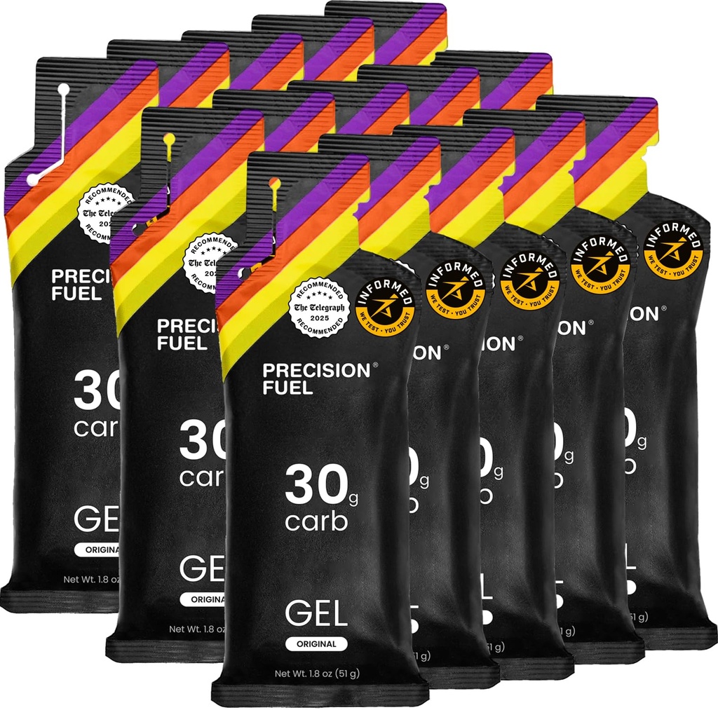 精密燃料 30 能量盖尔斯 - Mold,中性风味 跑动盖尔斯用于耐力运动,30g Carbohydrate, 易向潜水, 完美用于跑动和长时间运动(15包)