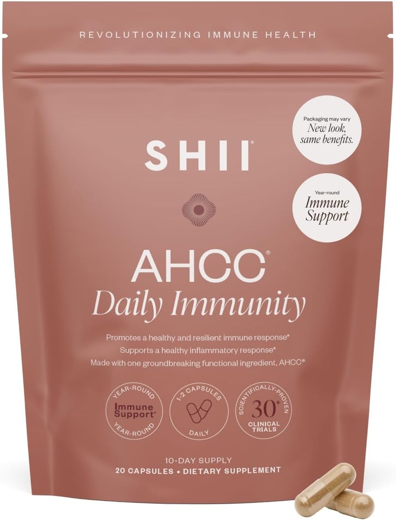 SHII AHCC每日豁免,10天供应-Vegan,带有AHCC的Gluten免费免疫支持补充,功能性静脉蘑菇的免疫系统支持,促进免疫反应和细胞健康