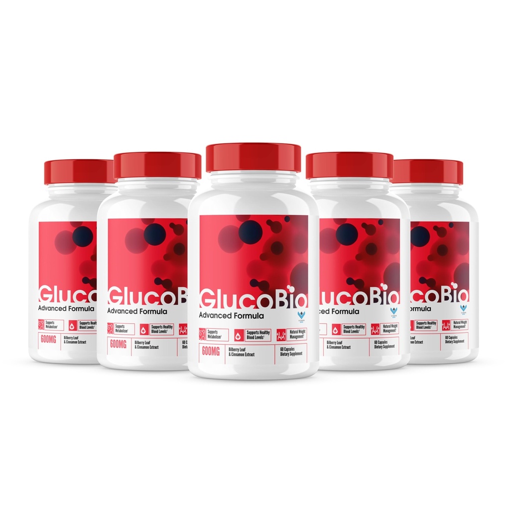 (Official 5 Pack) Glucobio Capsules, Gluco Bio Blood Support Pills Advanced Formula, GlucoBio All Natural Ingredients, GlucaBio Maximum Strength, Glucbio, Glucobio Blood, Glycogen Support (300 Caps)