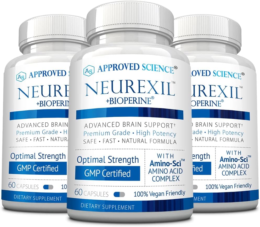 获批科学 Neurexil - 与DMAE的自然诺热带支持 - 增强大脑功能,锐利清晰,布尔记忆 - L-Tyrosine, Ginkgo Biloba, Huperzine A, BioPerine - 3个月供应