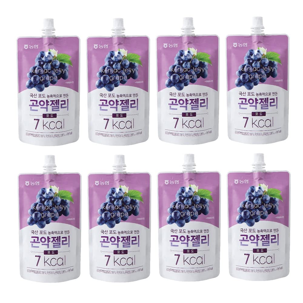 [NongHyup] Grape Konjac Jelly,韩国产品,健康与自然减肥饮食补充食品,低卡路里,QQQQQQQ,100%QQ(150g×8包) (Grape Flavor)