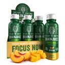BrainJuice Brain Support Shot, Gluten Free Shots for Energy & Focus, 健康饮料与阿尔法GPC,维生素B和有机绿色茶叶提取咖啡因,桃芒果,2.5 fl oz, 12 Pack